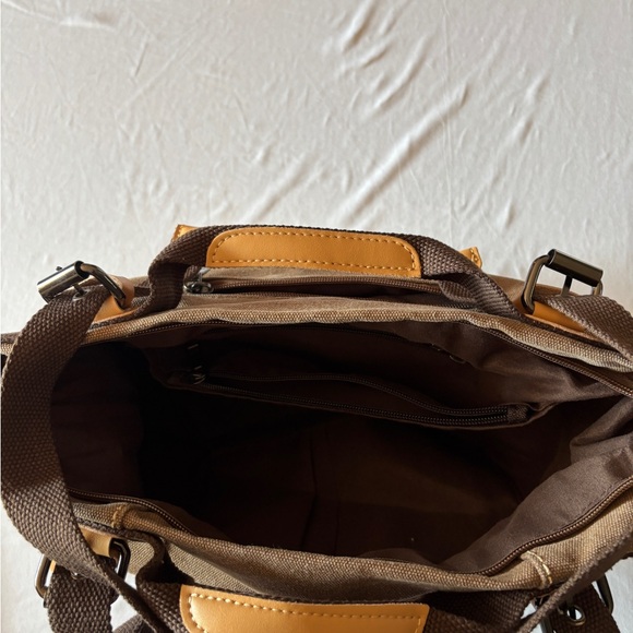 K Two Brown Canvas Satchel - Picture 3 of 4